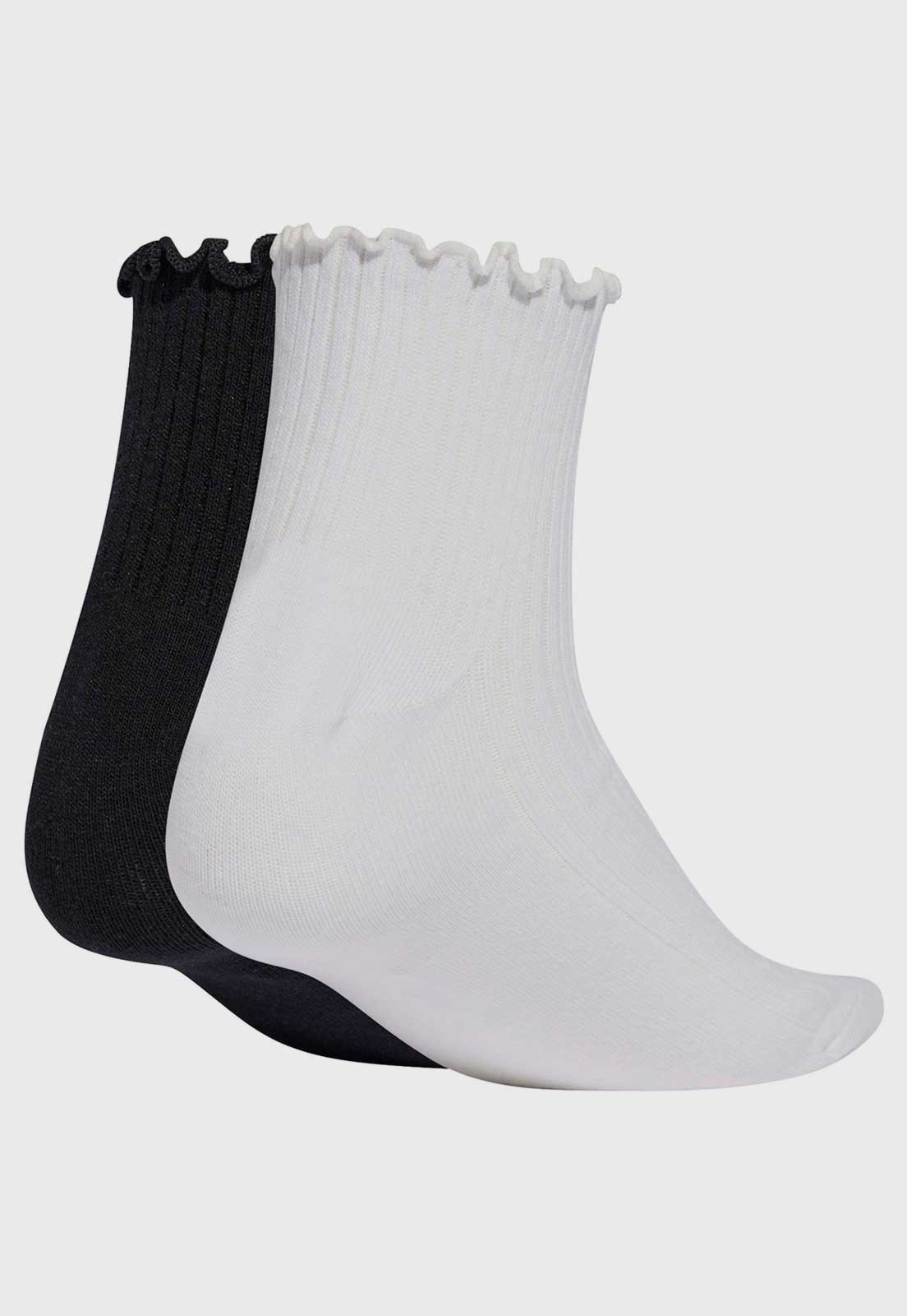 Vista 3 Kit 2 Pares de Meia Unissex adidas Originals Ruffle Cano Curto Branca branco adidas Originals branco