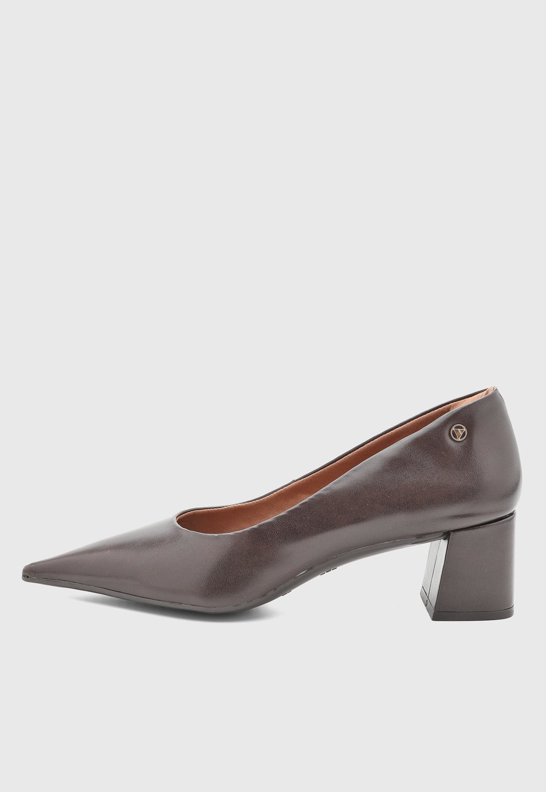 Scarpin Feminino VIA UNO Salto Médio Bico Fino Marrom
