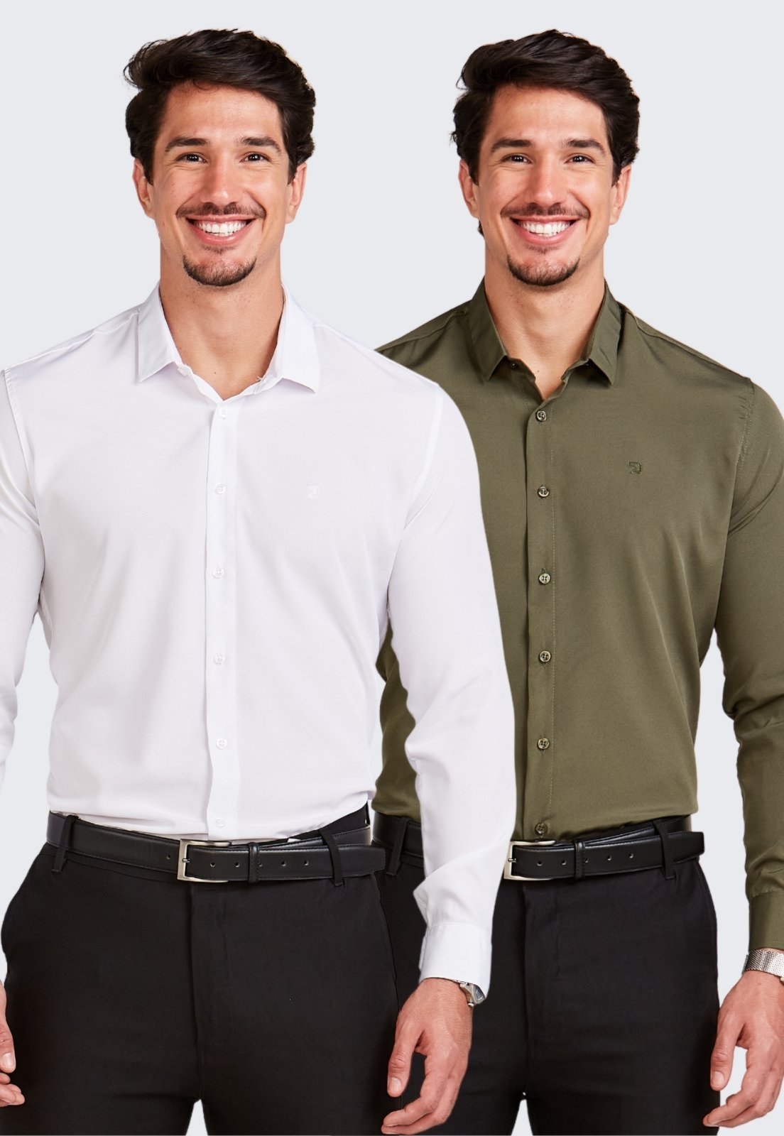 Kit 2 Camisa Social Masculina Manga Longa Daze Modas Verde e Branco