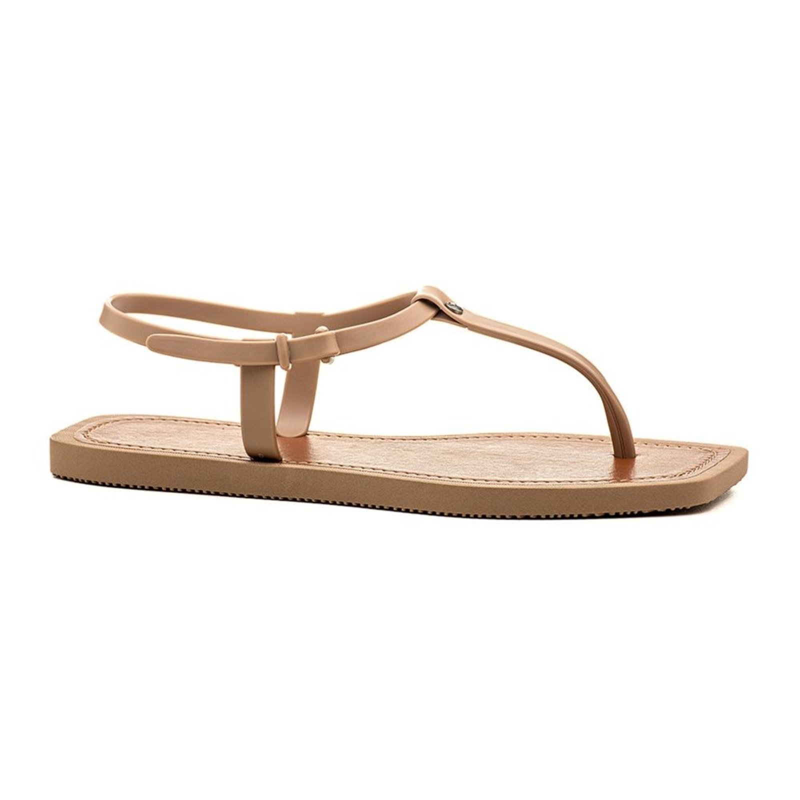 Sandália Feminina Bico Quadrado Forrada Tira Pvc Conforto Azul Marinho 33 Bege