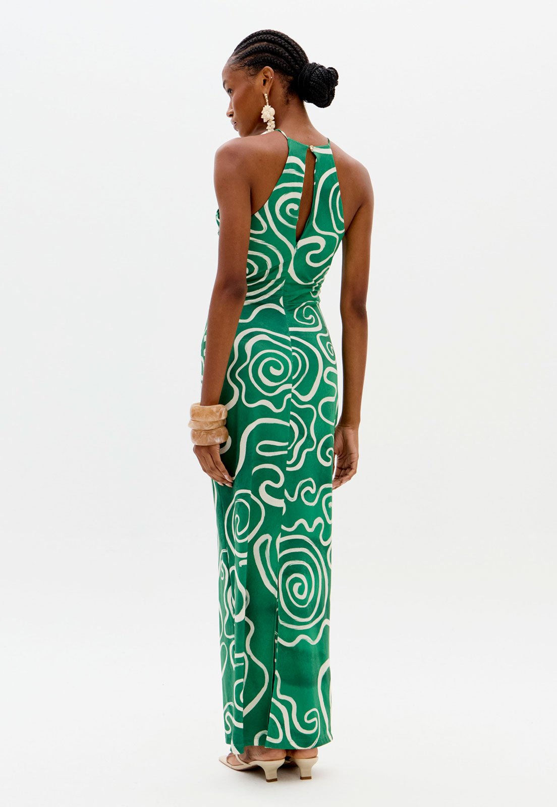 Vista 3 Vestido Feminino Lança Perfume Frente Única Super Midi verde Lança Perfume verde