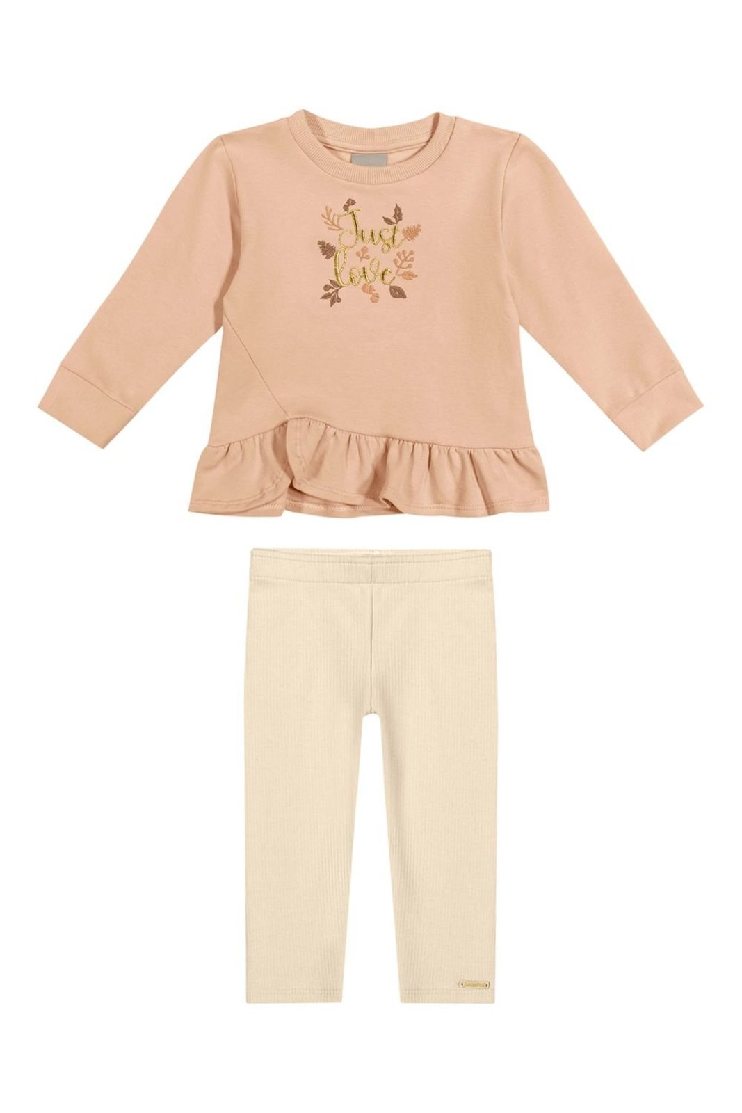 Infantil - Conjunto Longo Menina Babados Colorittá Bege
