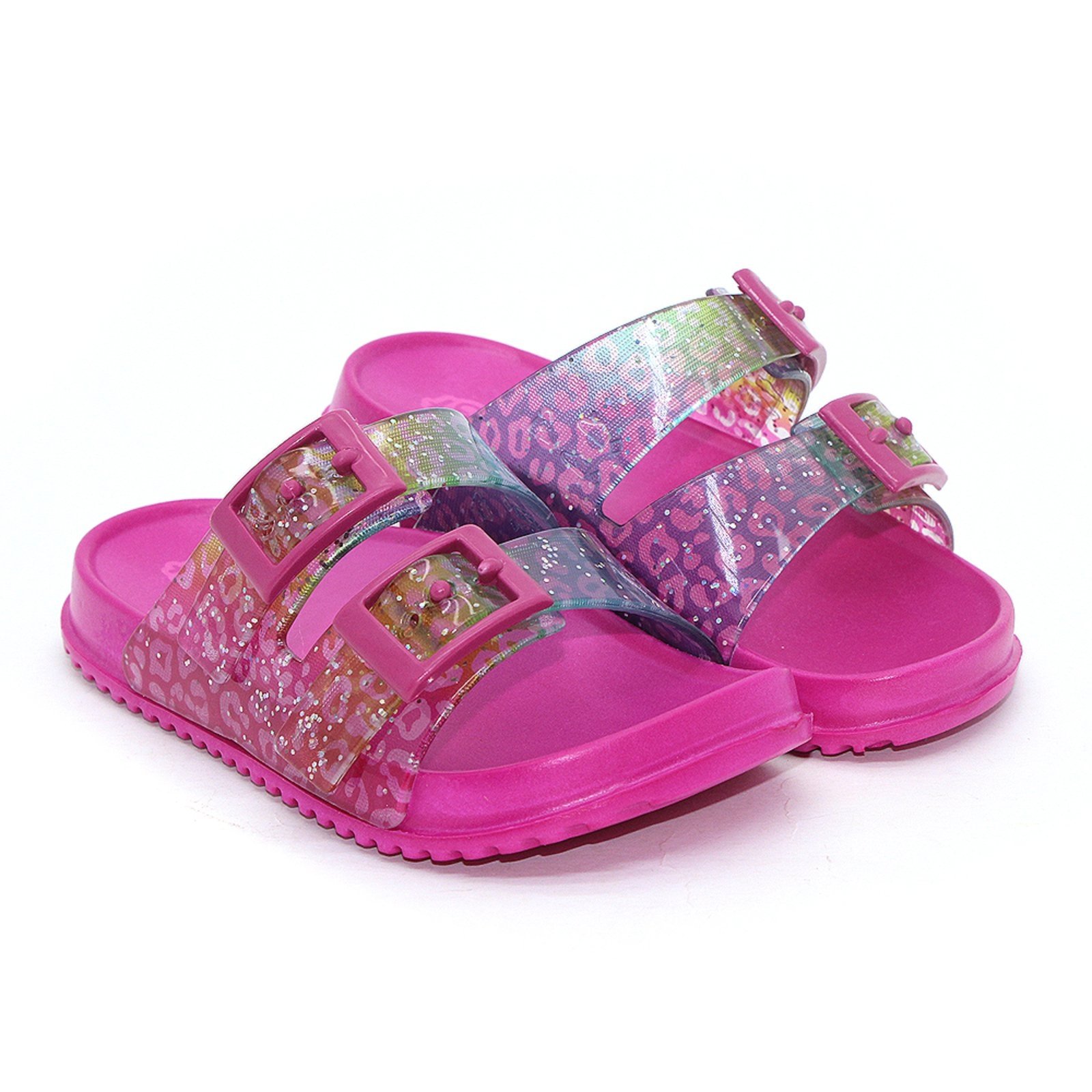 Infantil - Chinelo Plugt Slide Fivelas Animal Print Magenta