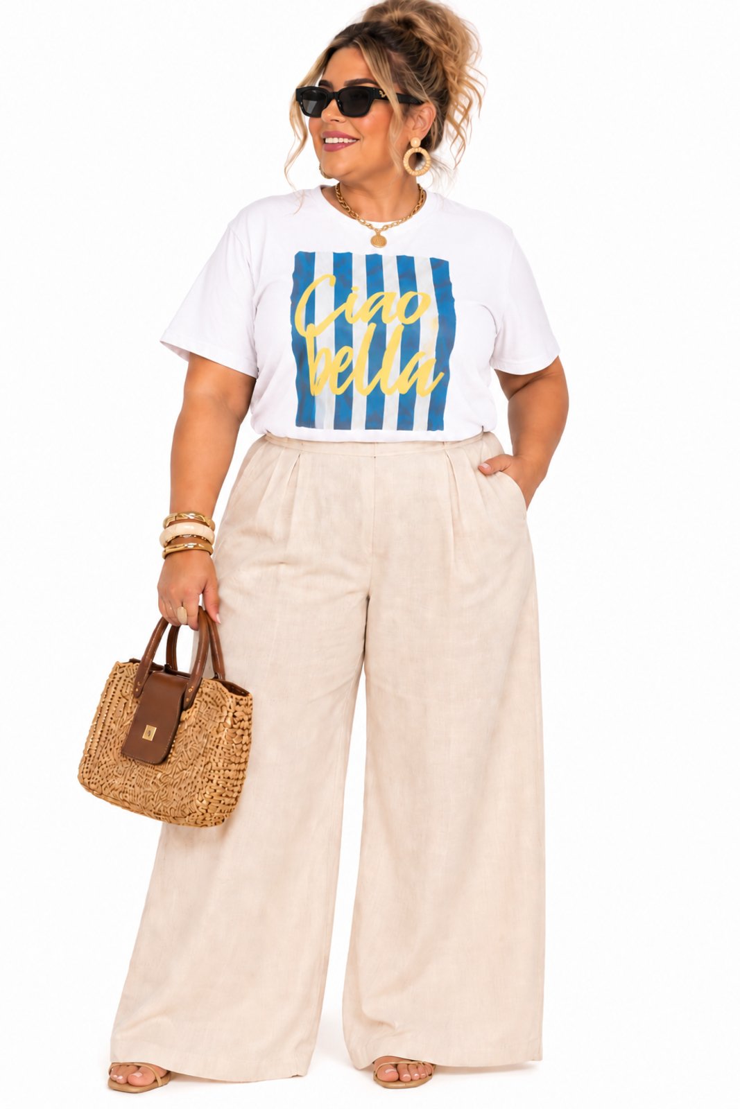 T-Shirt Feminina Algodão D Bell Outlet Fashion Ciao Bella Preto