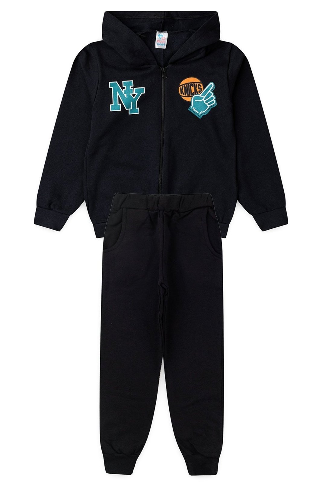 Infantil - Conjunto Moletom Menino c/ Bolso e Zíper New York Knicks