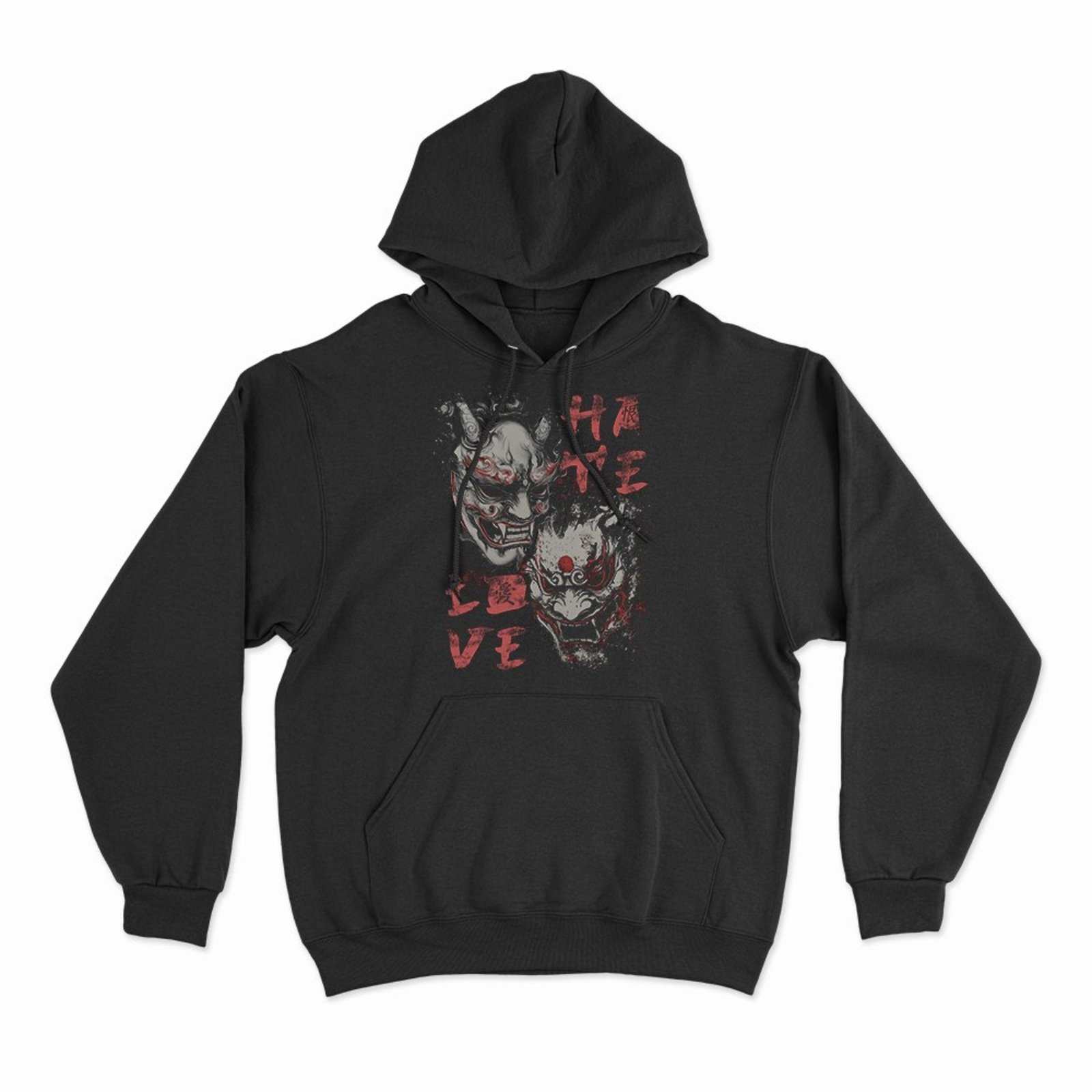 Moletom Com Capuz Hannya Hate Love - Preto - Casual - Studio Geek