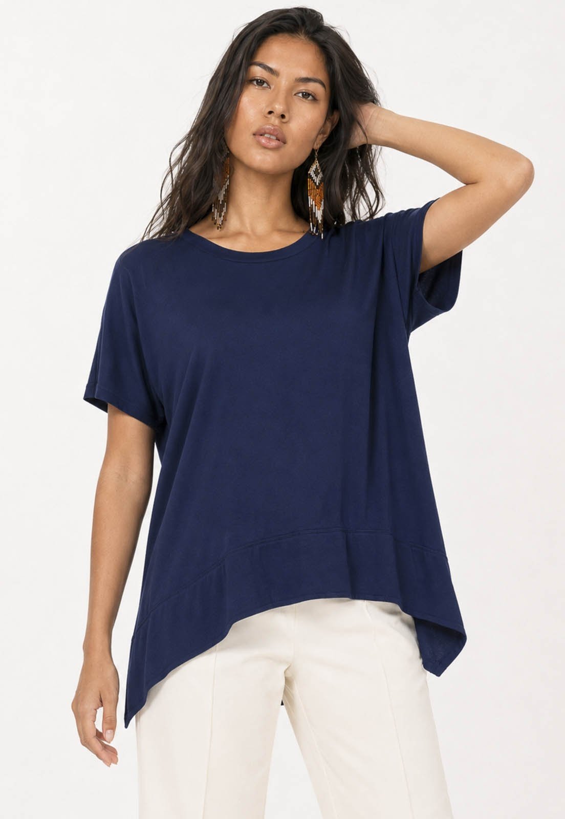 T-Shirt Amazonia vital Ampla Malha Manga Curta Azul