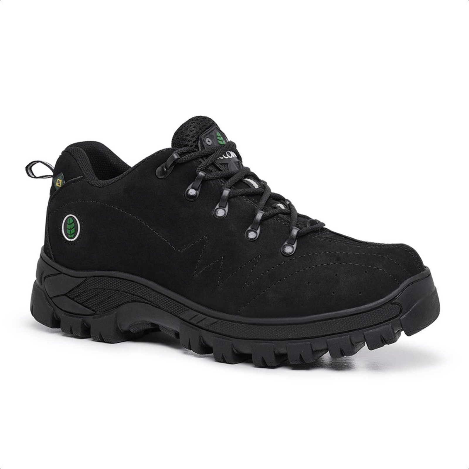 Coturno Adventure Accona Cano Curto em Couro Preto 8000NP