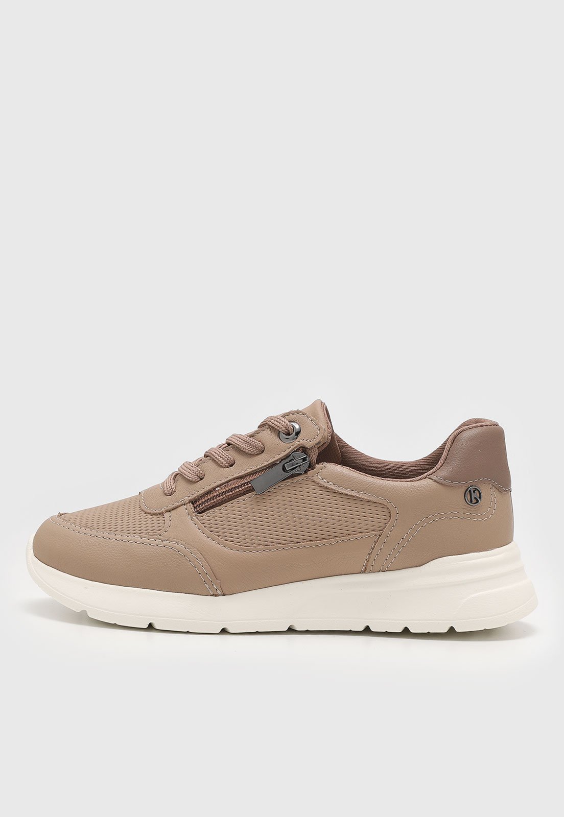 Tênis Feminino Kolosh Cadarço Zíper Lateral Nude