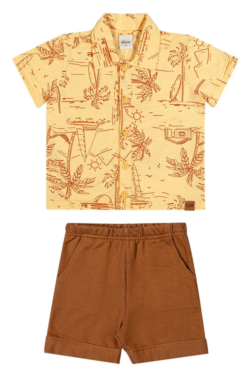 Vista 2 Infantil - Conjunto Social Menino Tropical Elian amarelo Elian amarelo