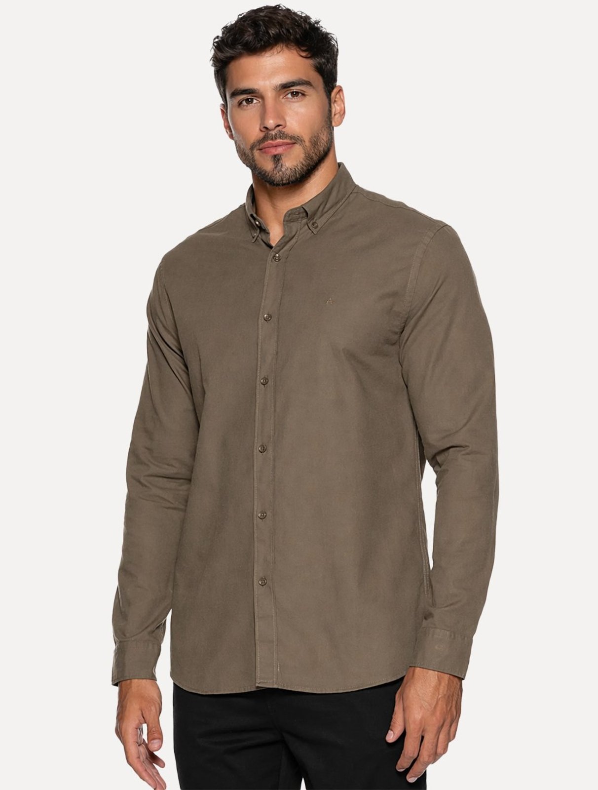 Camisa Aramis Masculina Slim Oxford Planalto Marrom