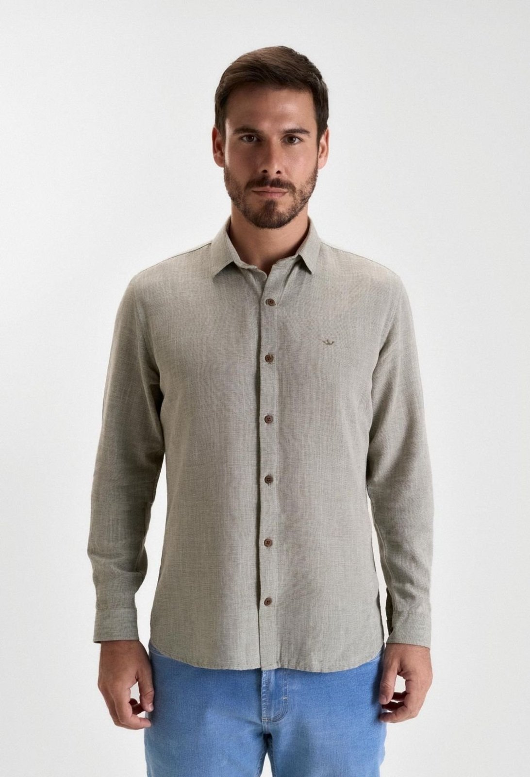 CAMISA DOCTHOS SLIM MANGA LONGA LISA Camisa Manga Longa Docthos Slim Lisa 009 Marrom Claro Eg