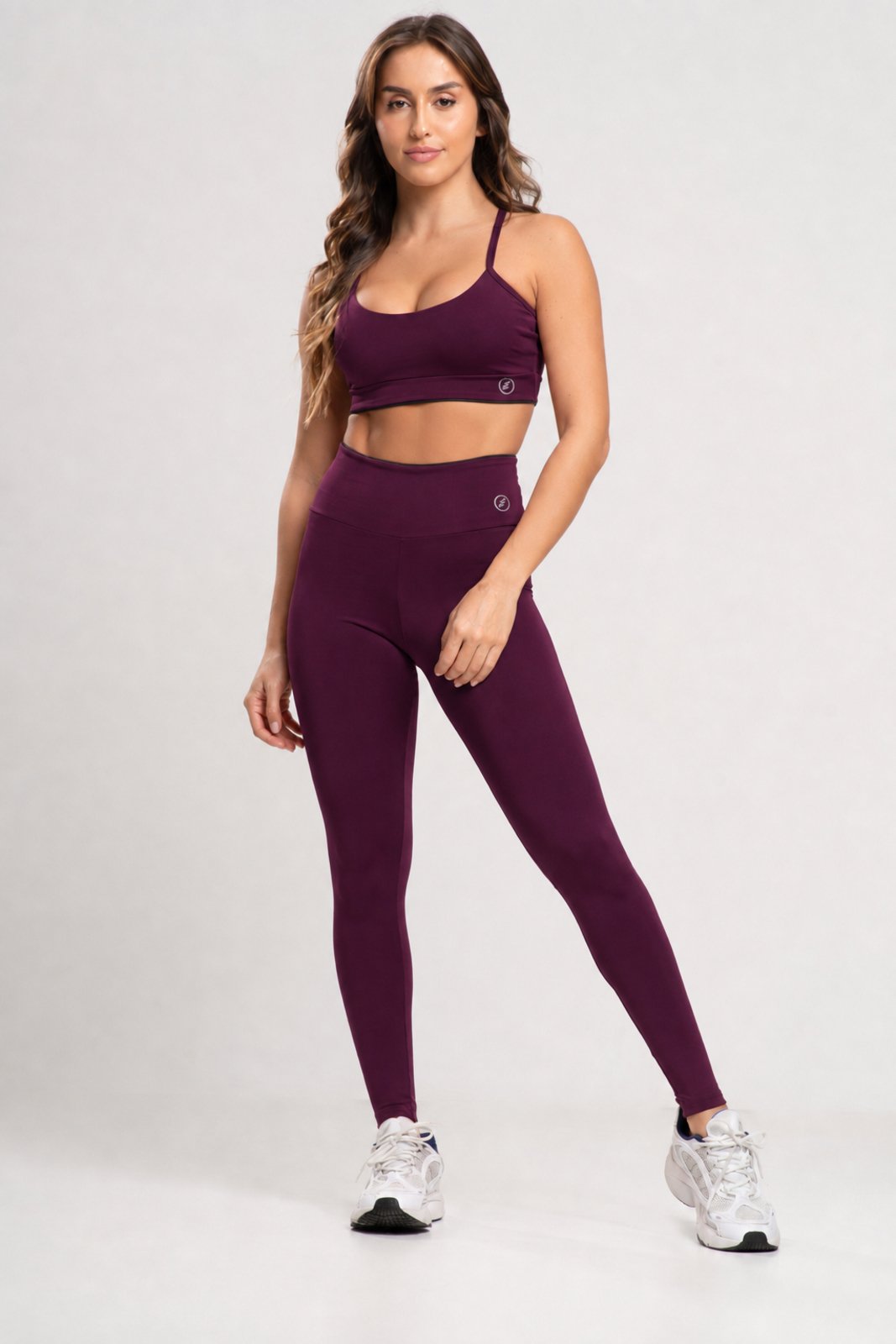 Conjunto Fit One Element Suplex Legging e Top com bojo removível Vinho