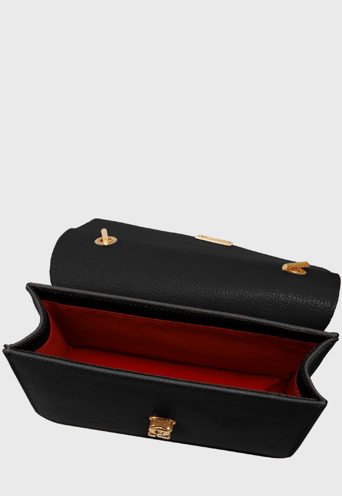 Vista 3 Bolsa Transversal Couro Mariart Margarida Preta preto preto
