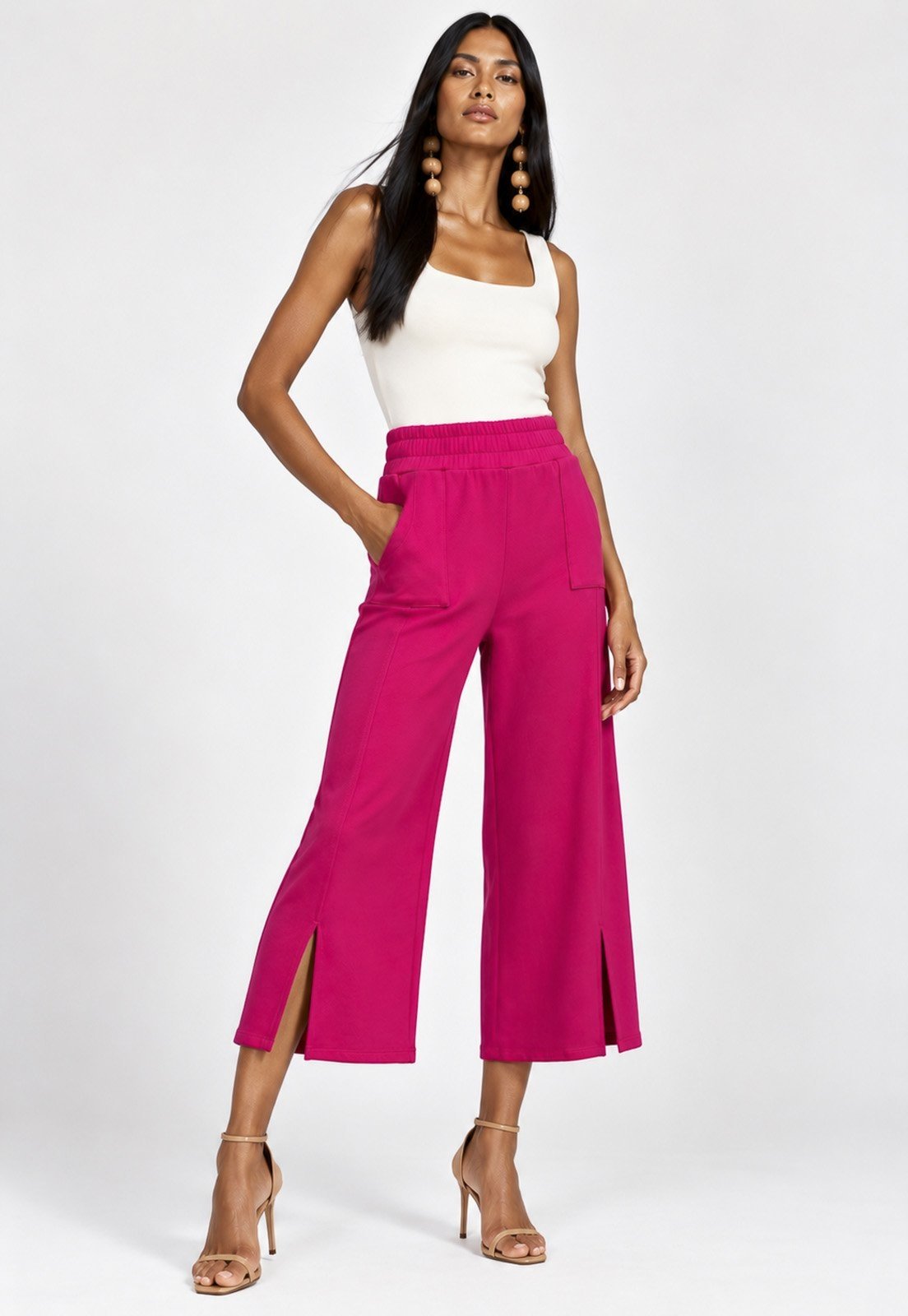 Calça Amazonia Vital Pantacourt Malha Encorpada Rosa Hibisco