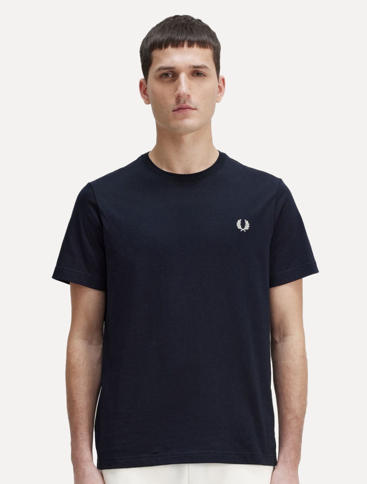 Camiseta Fred Perry Masculina Regular Crewneck Logo Azul Marinho
