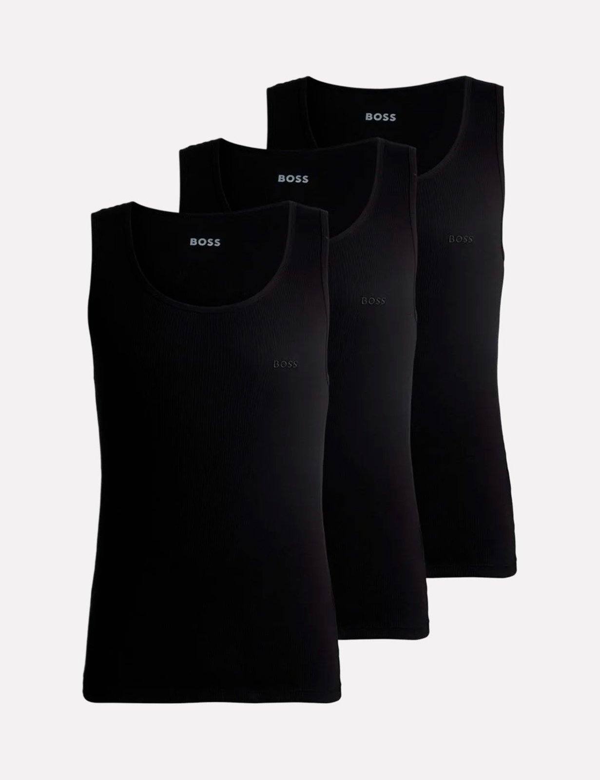 Kit Regata Hugo Boss Masculina Regular Fit Classic Rib Preta 3UN