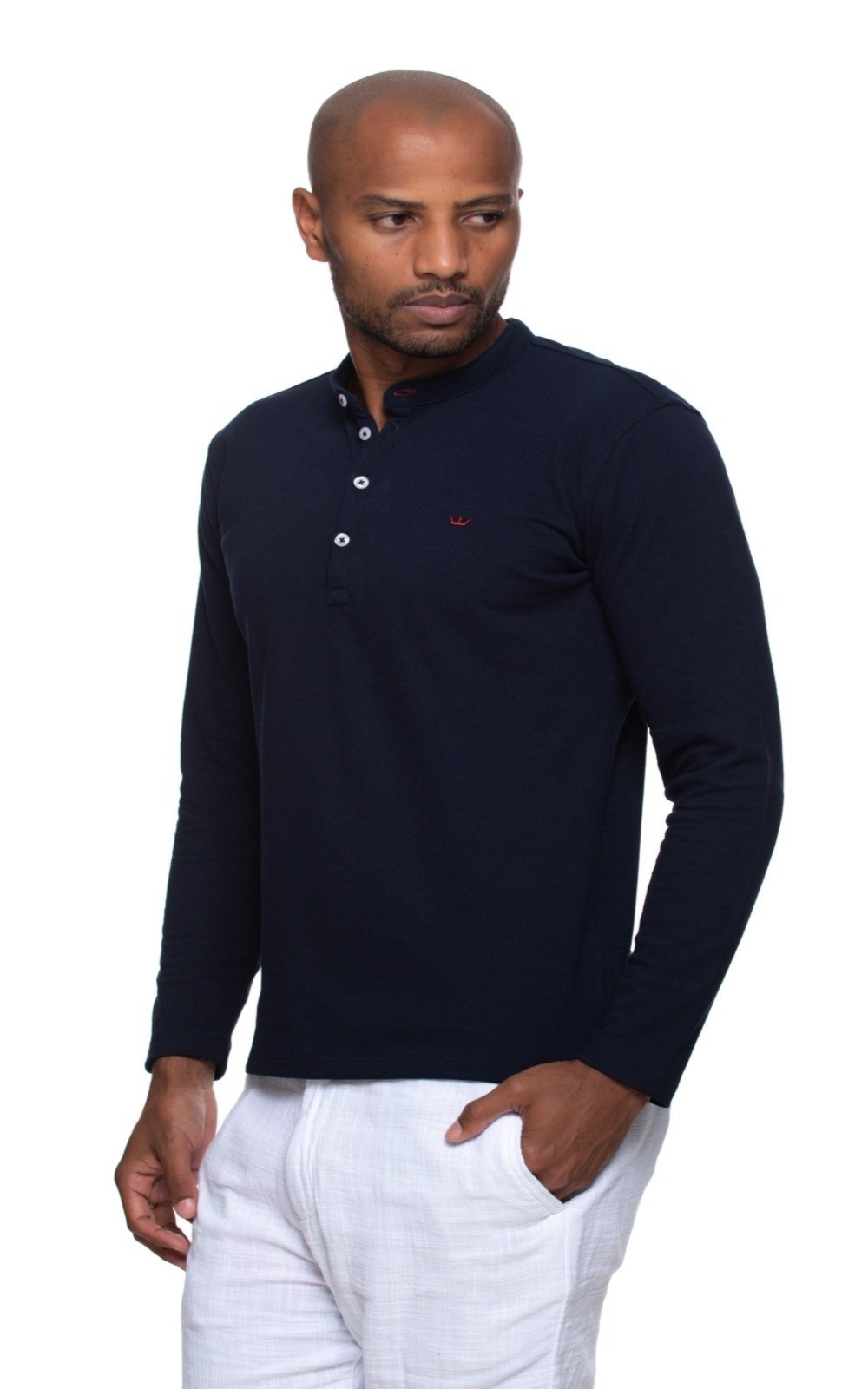 Vista 3 Camisa Gola Padre Aburguesia Slim Fit Alfaiataria Burguesia azul marinho Alfaiataria Burguesia azul marinho