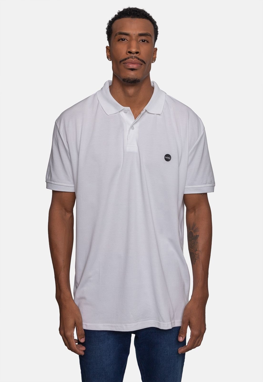 Camisa Polo Fatal Piquet Plus Size Branca