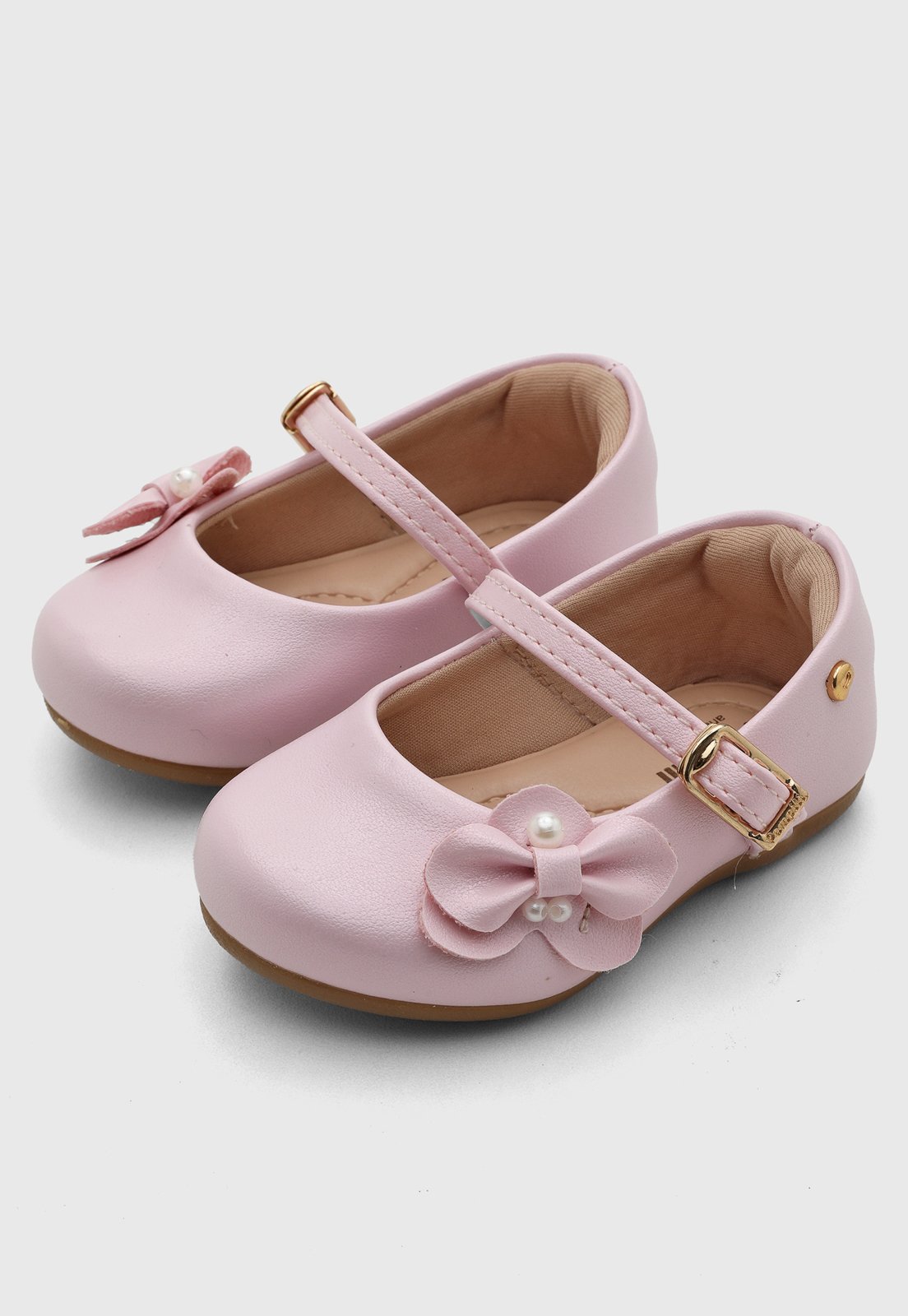 Infantil - Sapatilha Pampili Laço Pérola Rosa