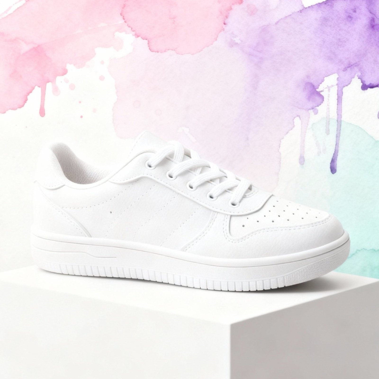Tênis Sneakers Feminino Retrô Women Moda Sneaker Liso Confortável Branco
