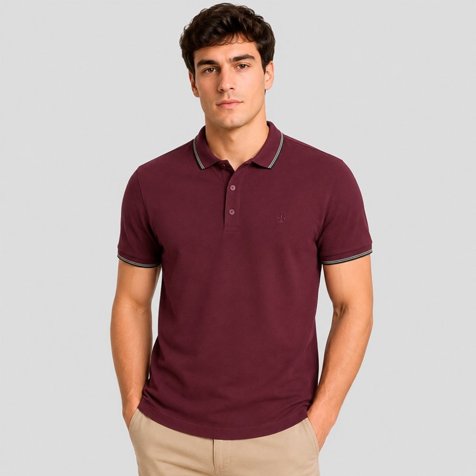 Camisa Polo Dudalina Frisos Degrade Pr27 Roxo Masculino