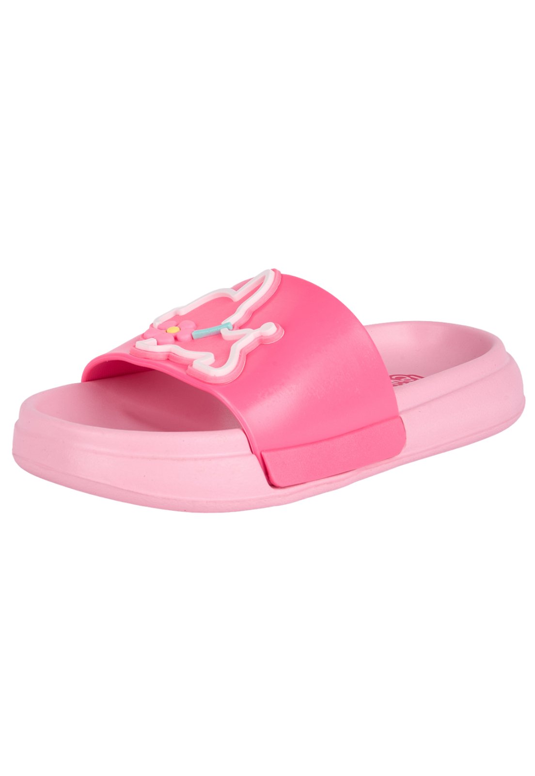 Infantil - Chinelo Slide Plugt Menina Floquinho Cachorrinha Pink Fluor