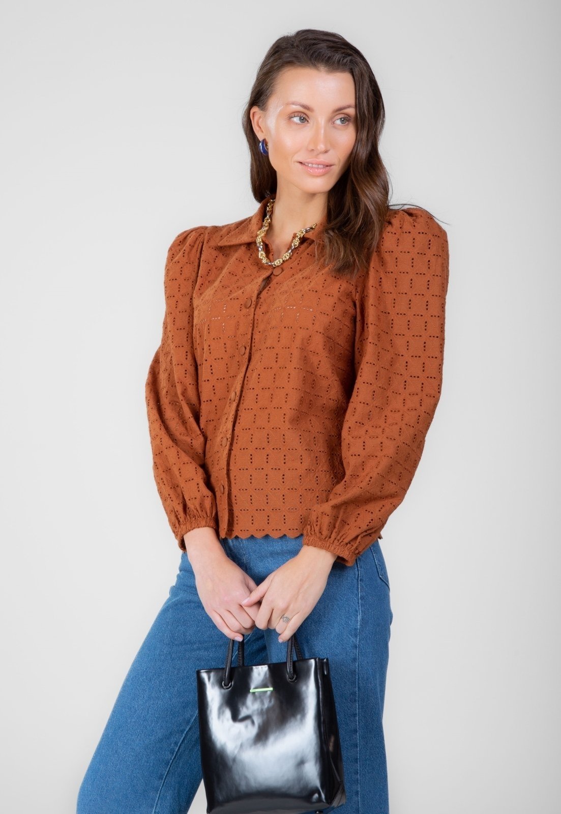 Camisa Traymon Laise Manga Longa Caramelo