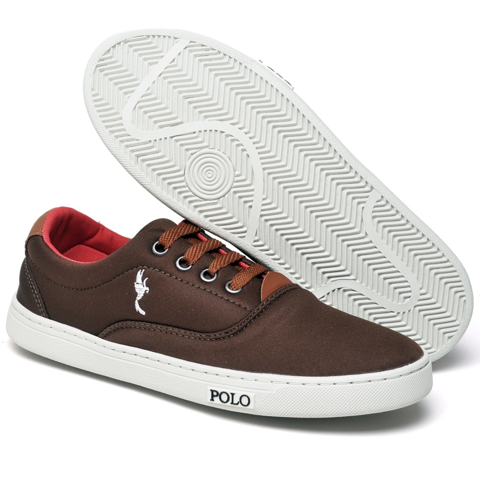 Vista 3 Infantil - Tenis Masculino Juvenil Cano Baixo Leve em Lona Polo Blu café Polo Blu café