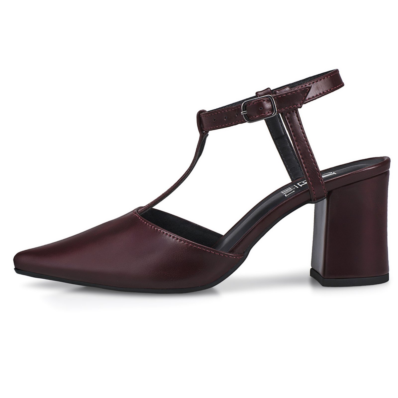 Vista 2 Sapato Social Feminino Scarpin Bico Fino Salto Bloco Confortável Cravo Fivela 3095 Marsala LÓRIS SHOES preto LÓRIS SHOES preto