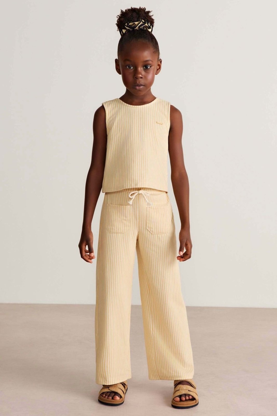 Infantil - Conjunto Curto Menina Listras Colorittá Amarelo