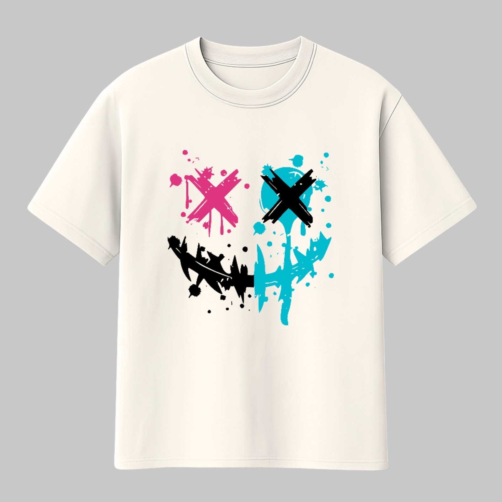 Camiseta Básica Smile Street Art Urbano Moderno Unissex Off White