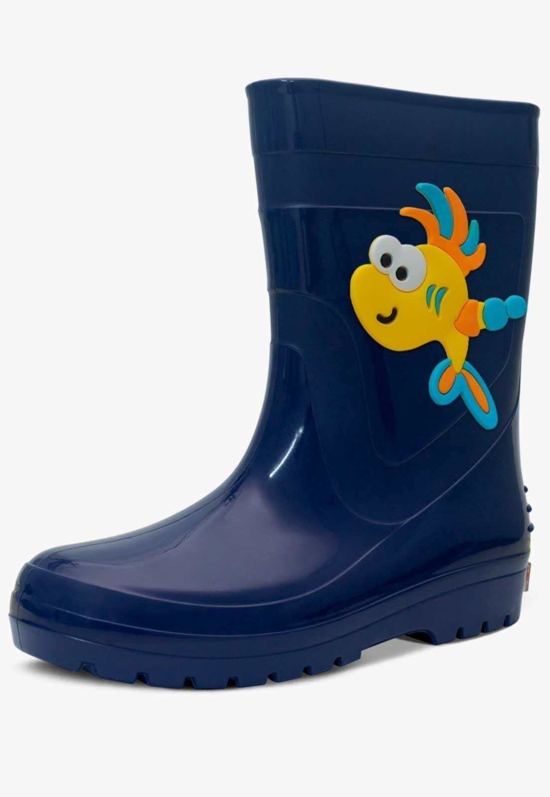 Vista 2 Infantil - Bota Galocha Pópidi Peixe Marinho azul marinho Pópidí azul marinho