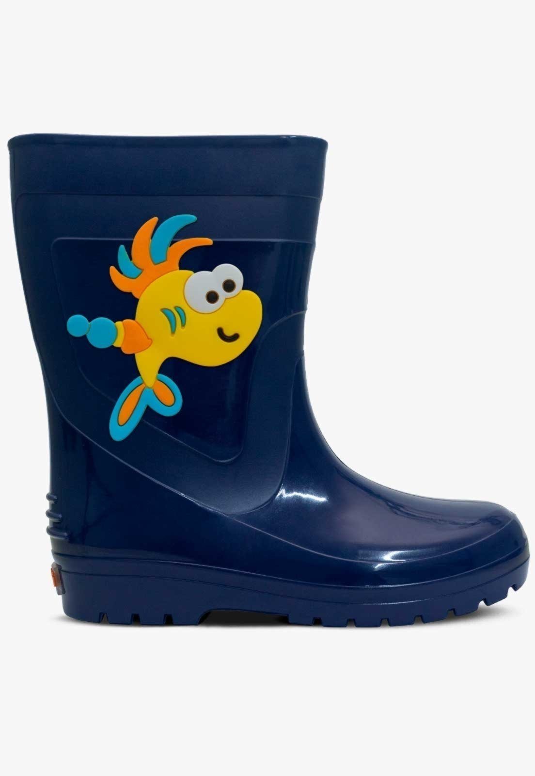 Vista 3 Infantil - Bota Galocha Pópidi Peixe Marinho azul marinho Pópidí azul marinho