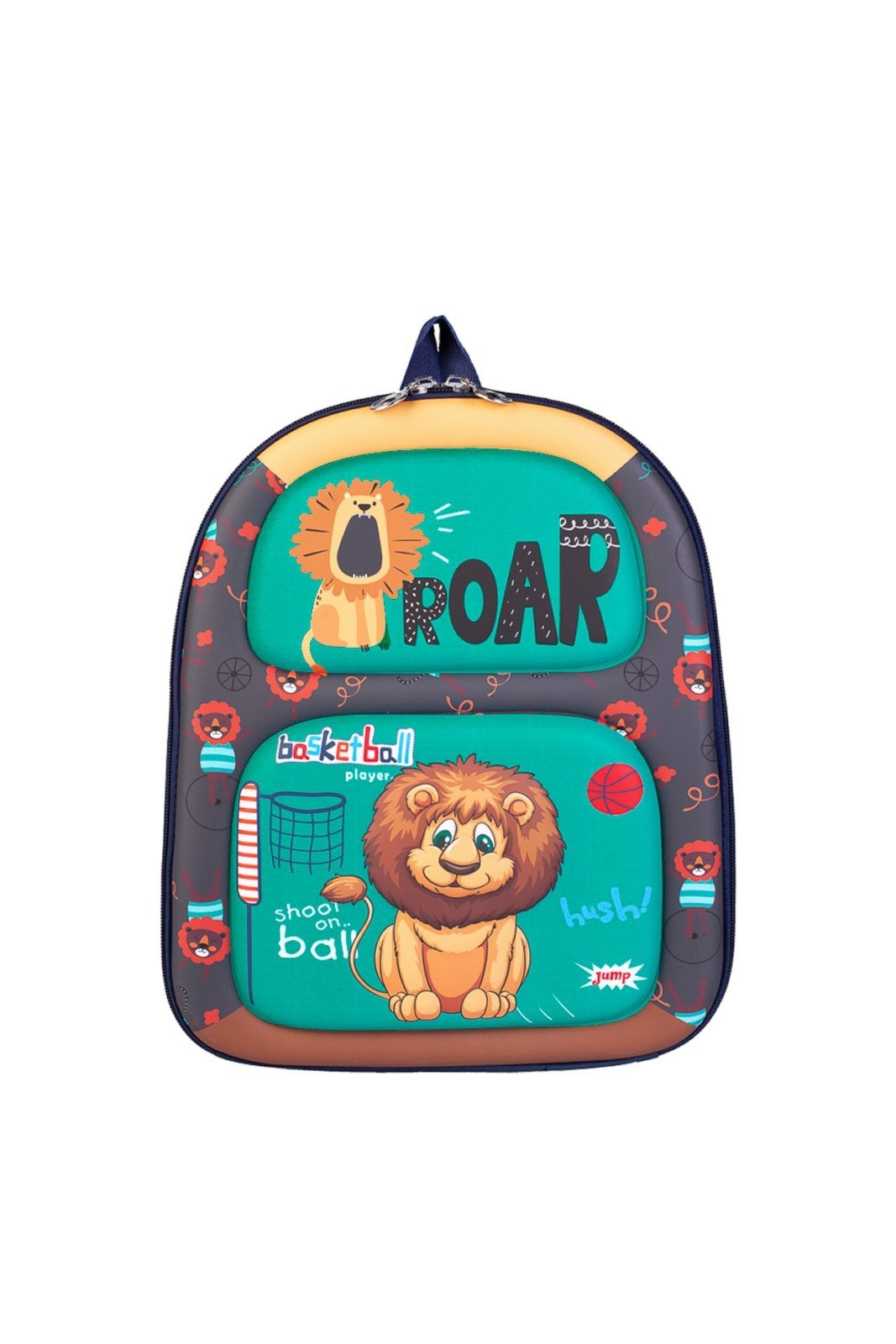 Vista 2 Infantil - Mochila baby alto relevo 12" 55872 - Leão" Enluaze azul Enluaze azul