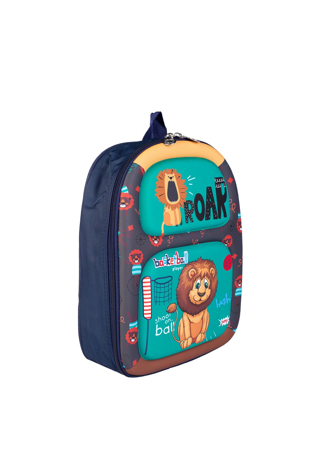 Vista 3 Infantil - Mochila baby alto relevo 12" 55872 - Leão" Enluaze azul Enluaze azul