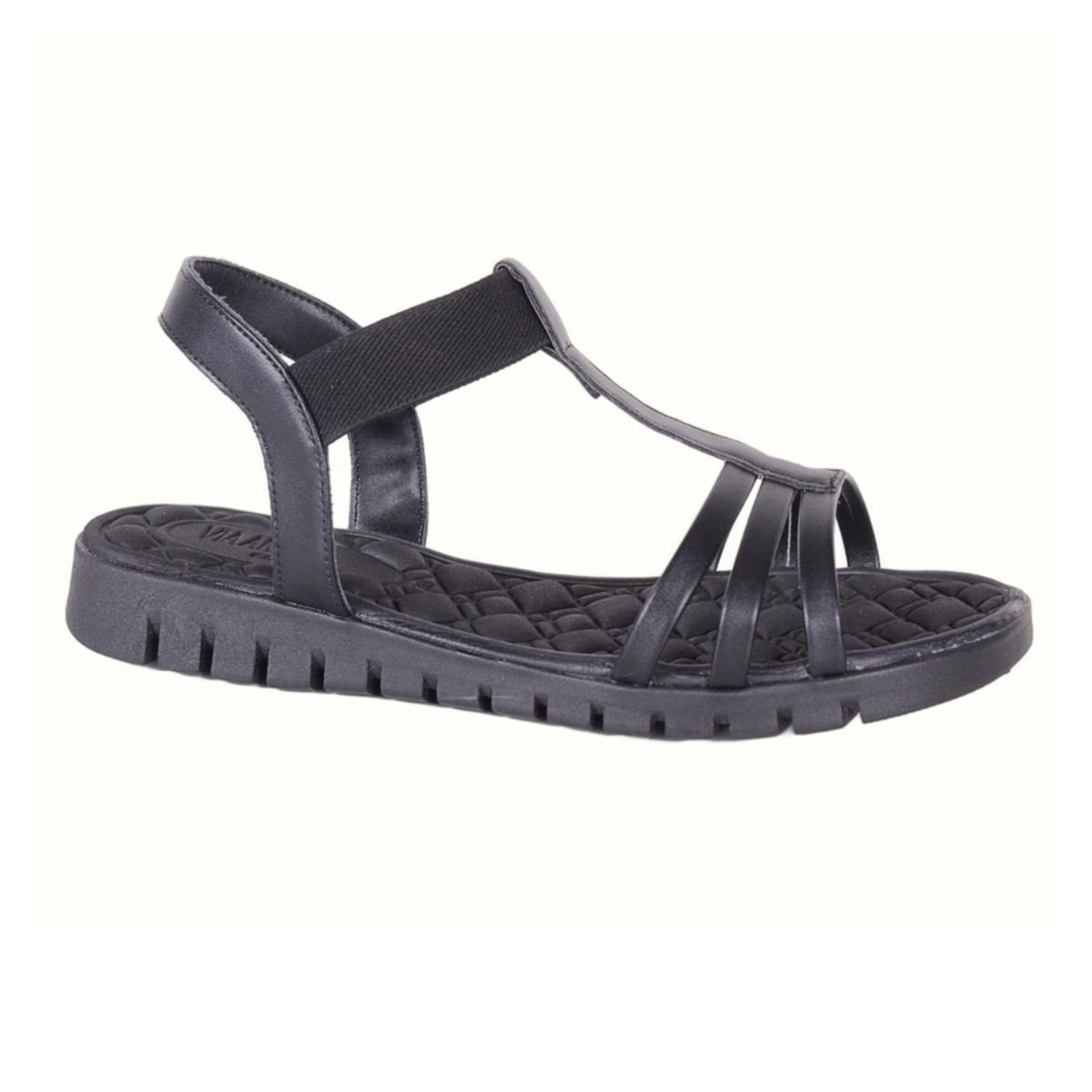 Sandália Anatômica Tiras Elásticos Confortável Leve Via Angel 76.06 Preto
