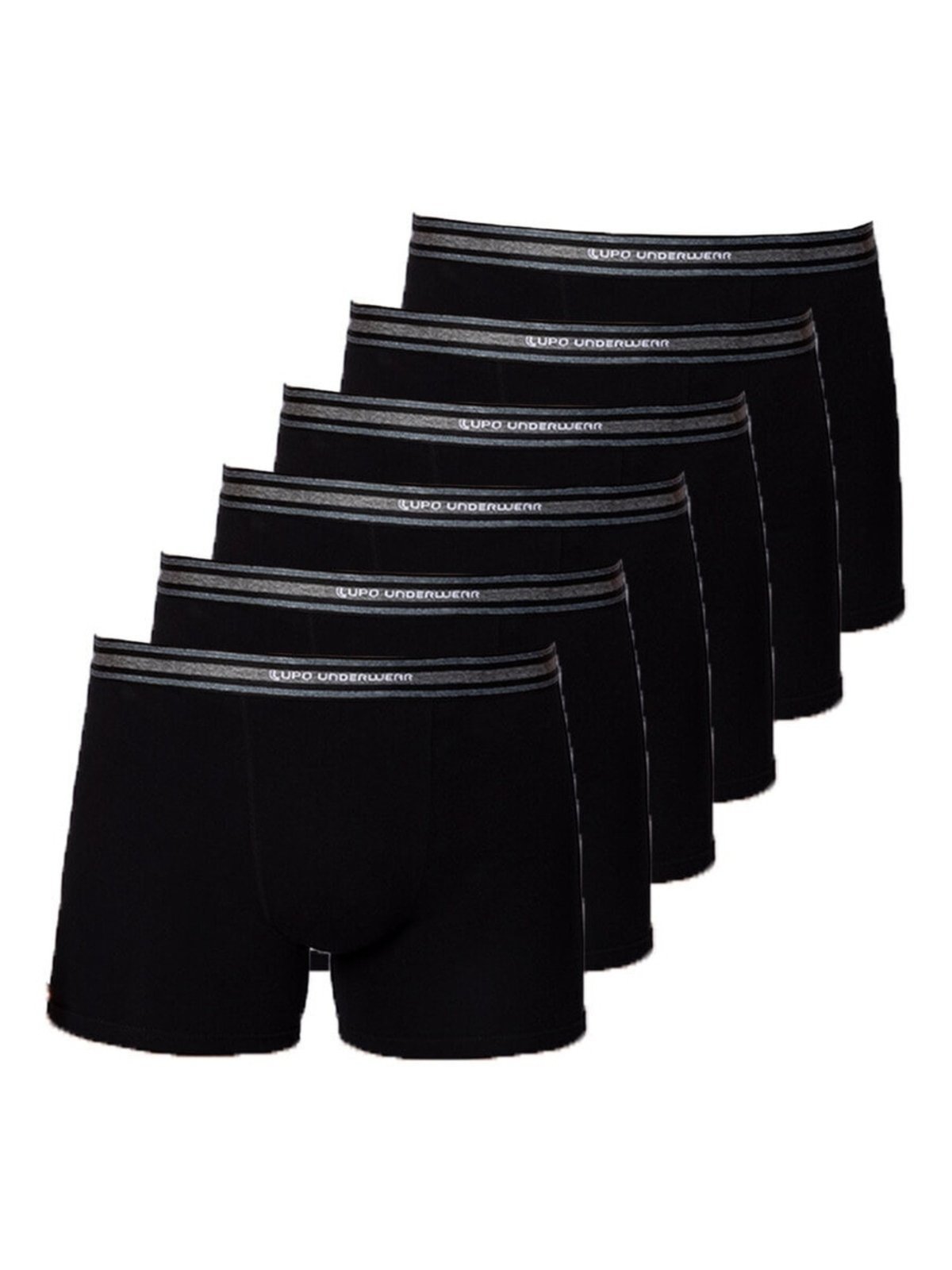 Kit com 6 Cuecas Boxer Lupo 523-003 Preto