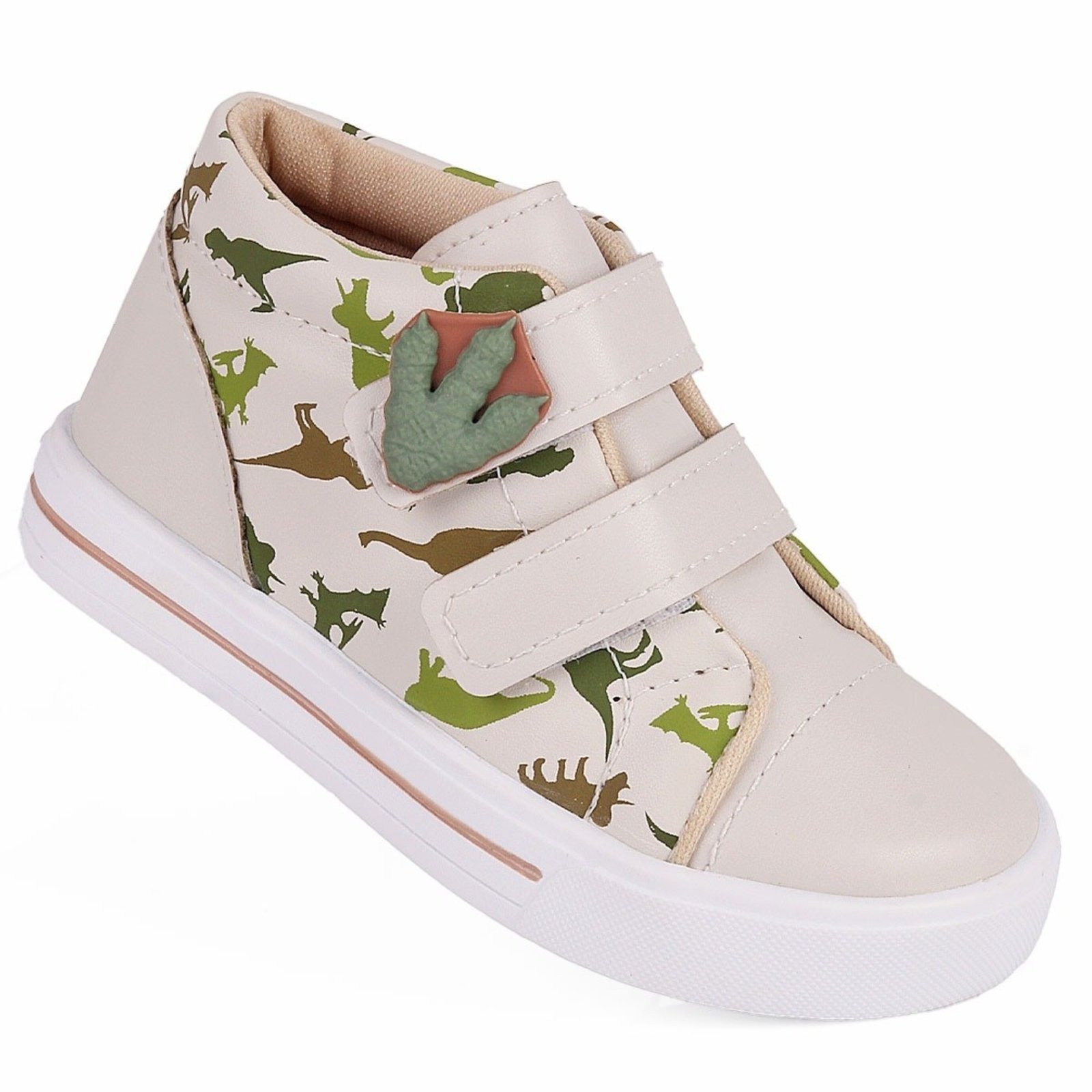 Infantil - Tênis Menino Cano Médio Dinossauro FanClub - Off White