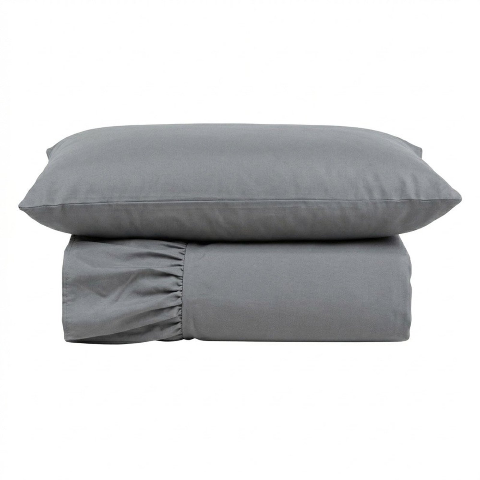 Kit Cobre Leito Turin Solteiro Micropercal 400 Fios Colcha com Babado Liso 2 Peças Cinza