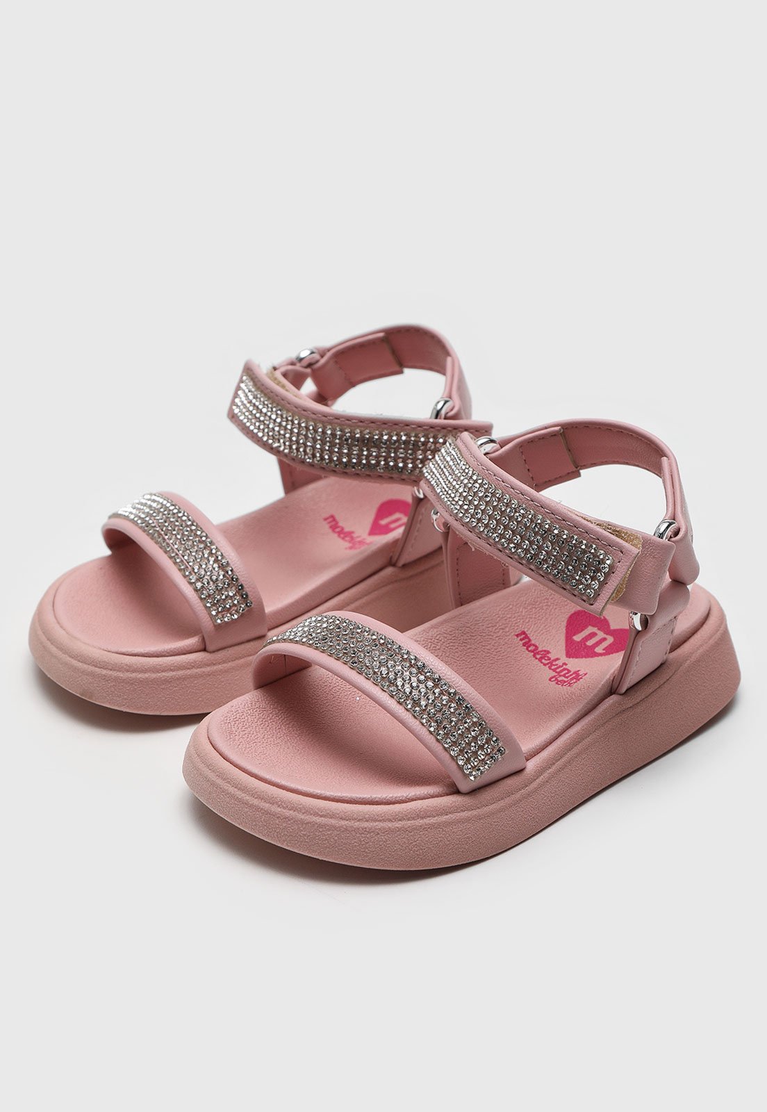 Vista 2 Infantil - Sandália Flat Molekinha Tira Hotfix rosa MOLEKINHA rosa