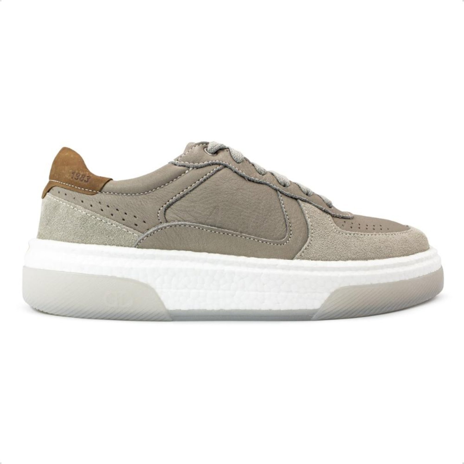 Tênis de Couro Democrata Masculino Denim Beat Pulse 623101 Cinza