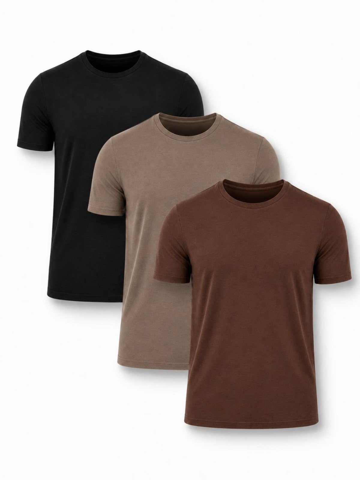 Kit 3 Camisetas Masculina Básica Slim Fit Tech com elastano Preto, Kaqui e Café Crocker
