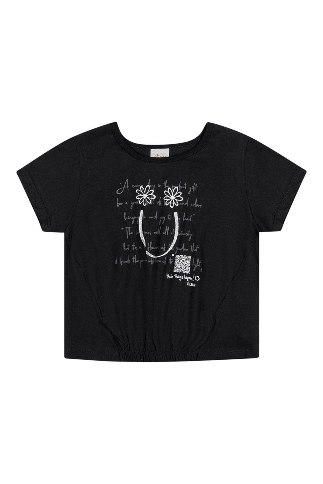 Vista 2 Infantil - Blusa Menina Elástico na Barra Elian preto Elian preto