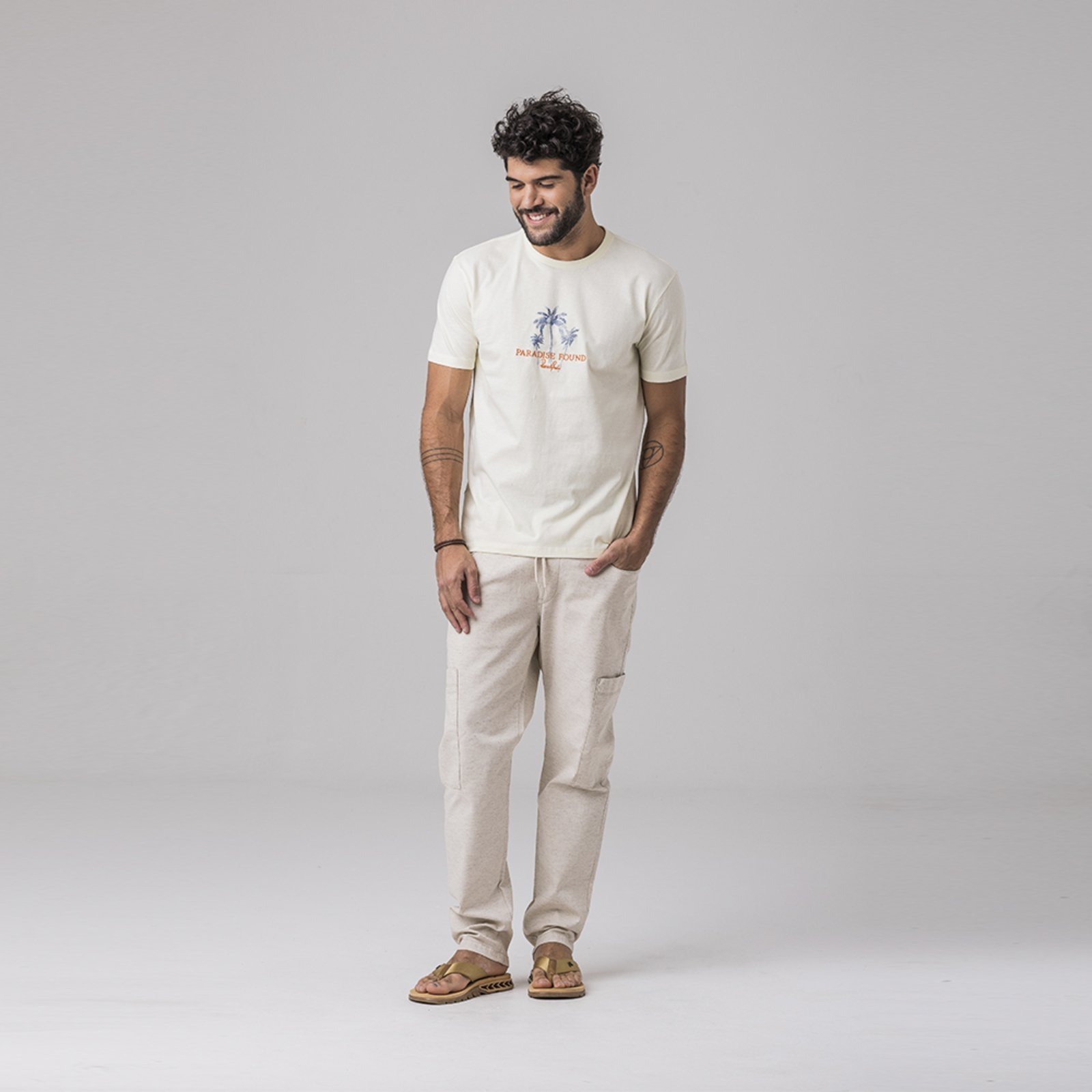Camiseta Masculina Rock e Soda Amarelo