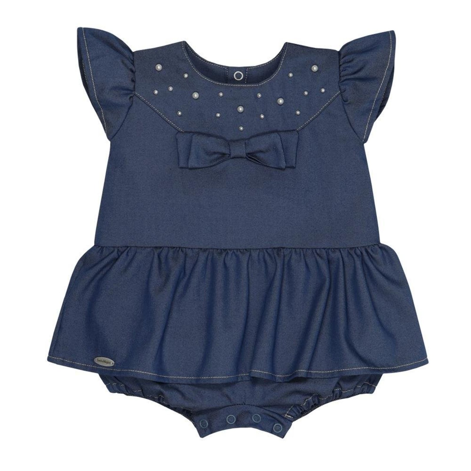 Infantil - Romper Menina Jeans com Laço Sonho Mágico G Azul
