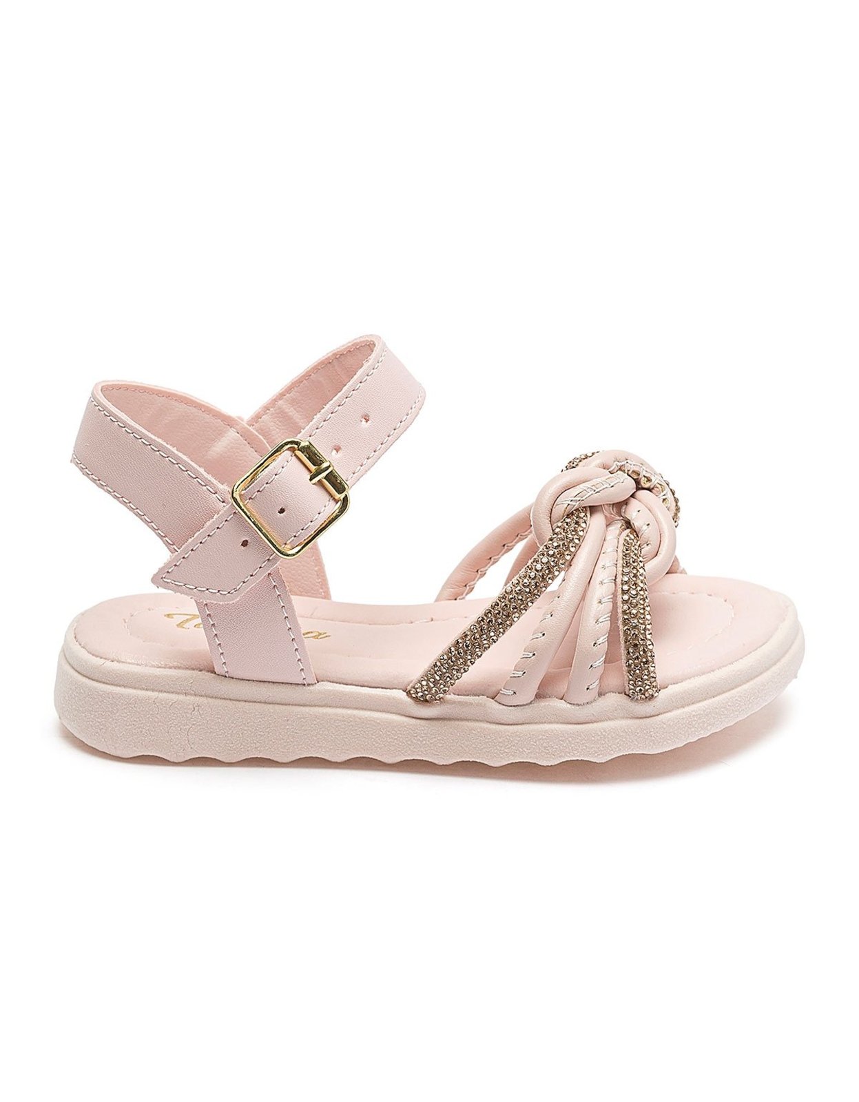 Infantil - Sandália Menina Tininha Flatform Tiras Nó Strass Rosa