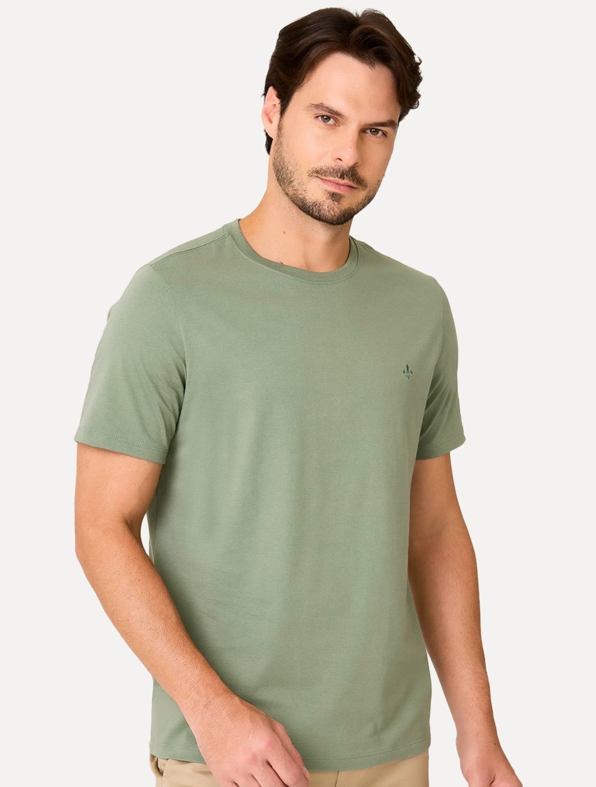 Camiseta Dudalina Masculina Essentials Modal Logo Verde Oliva