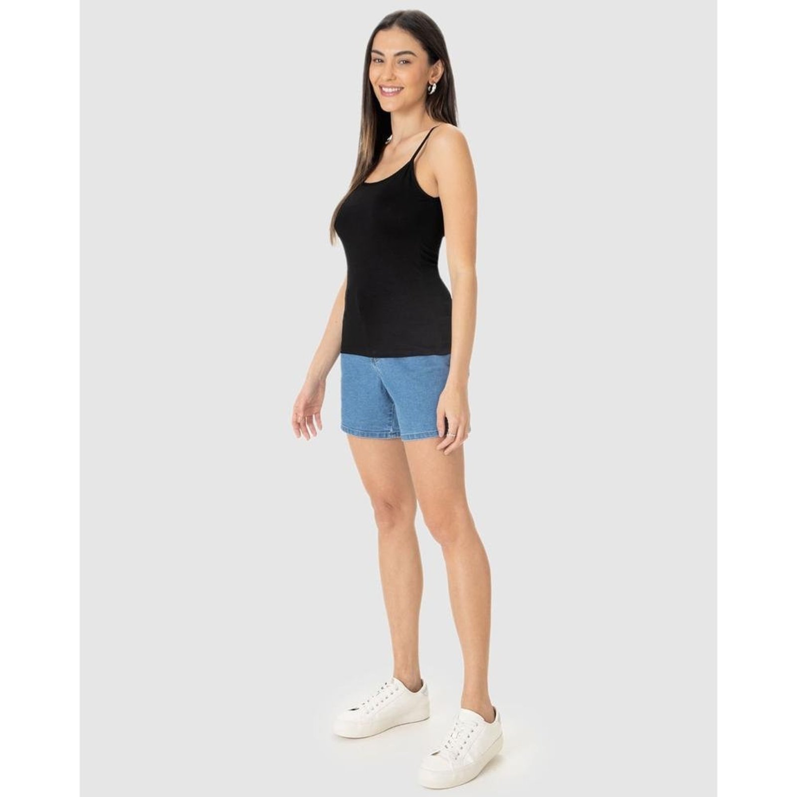 Vista 3 Regata Básica Feminina Decote Redondo Em Viscose Stretch Malwee azul Malwee azul