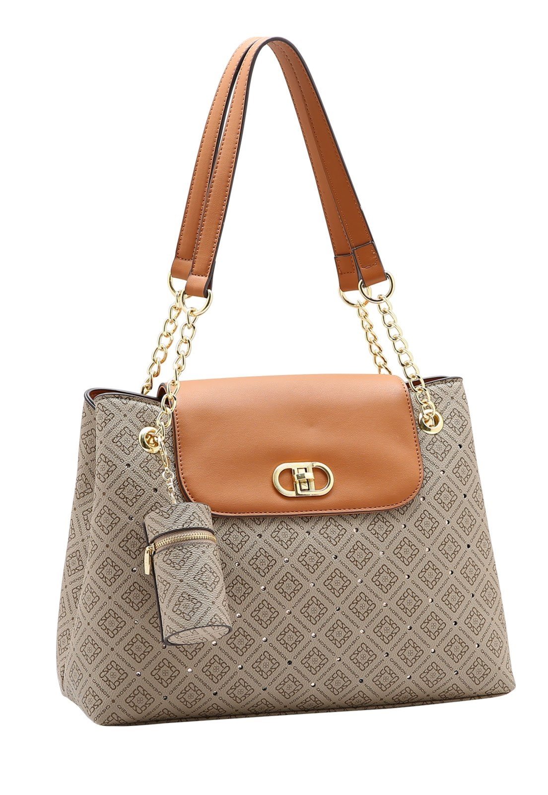 Bolsa Feminina Chenson Monograma Luxo 3485462 Natural